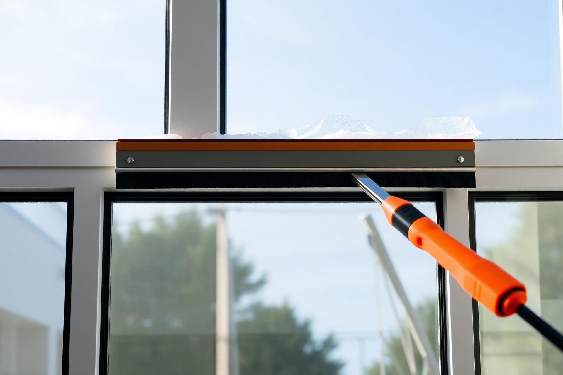 Professional window cleaning with a squeegee
